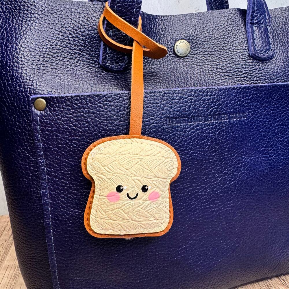 Cute Toast Purse Charm Bread Bag Charm NEW!  FAST SHIP White Toast Keychain